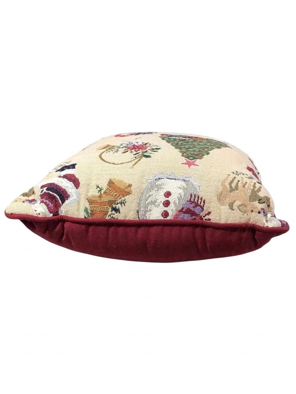 Riverdale Throw Pillow Christmas Holiday Beige Multicolor Tree Santa USA